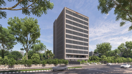 Commercial Medico House elevation in Adani Shantigram, Ahmedabad