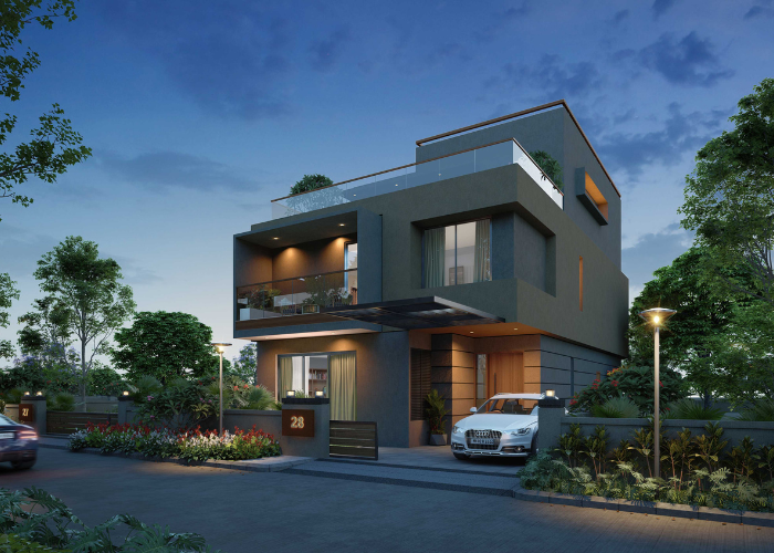 Villa North Park elevation in Adani Shantigram, Ahmedabad